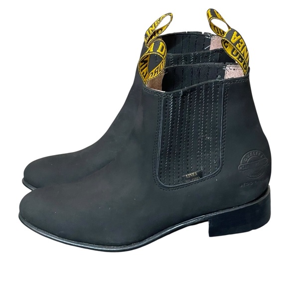 Linea De Oro Botin Tacon, Oil Leather/suede/piel Graso (black/negra)size 8 men - Picture 4 of 15